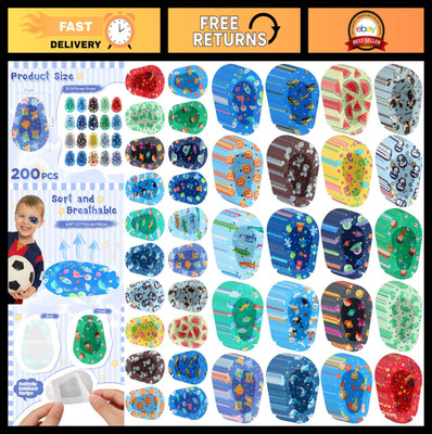 200 Pcs Kids Eye Patches - 20 Styles, Breathable Cotton, Light Blocking, Adhesiv