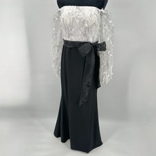 Eliza J Formal Gown Floating Petal Women’s 10 Black White Dress Bow Elegant Long