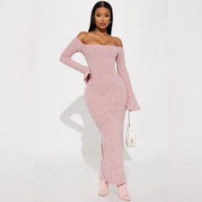 Mauve Pink Sweater Maxi Dress Size Medium