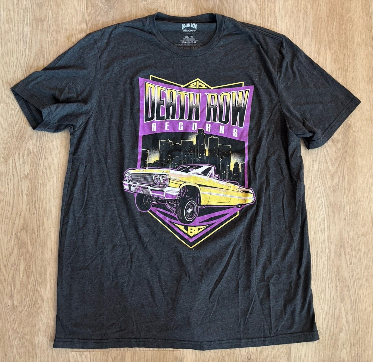 FILA T shirt con licenza Death Row Records LBC nuova senza etichette adulto XL blu grafica Lowrider