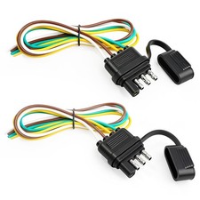 4 Pin Trailer Connector 2 Pack , 25 Inch 16 AWG 4 Way Male Trailer Light Plug w
