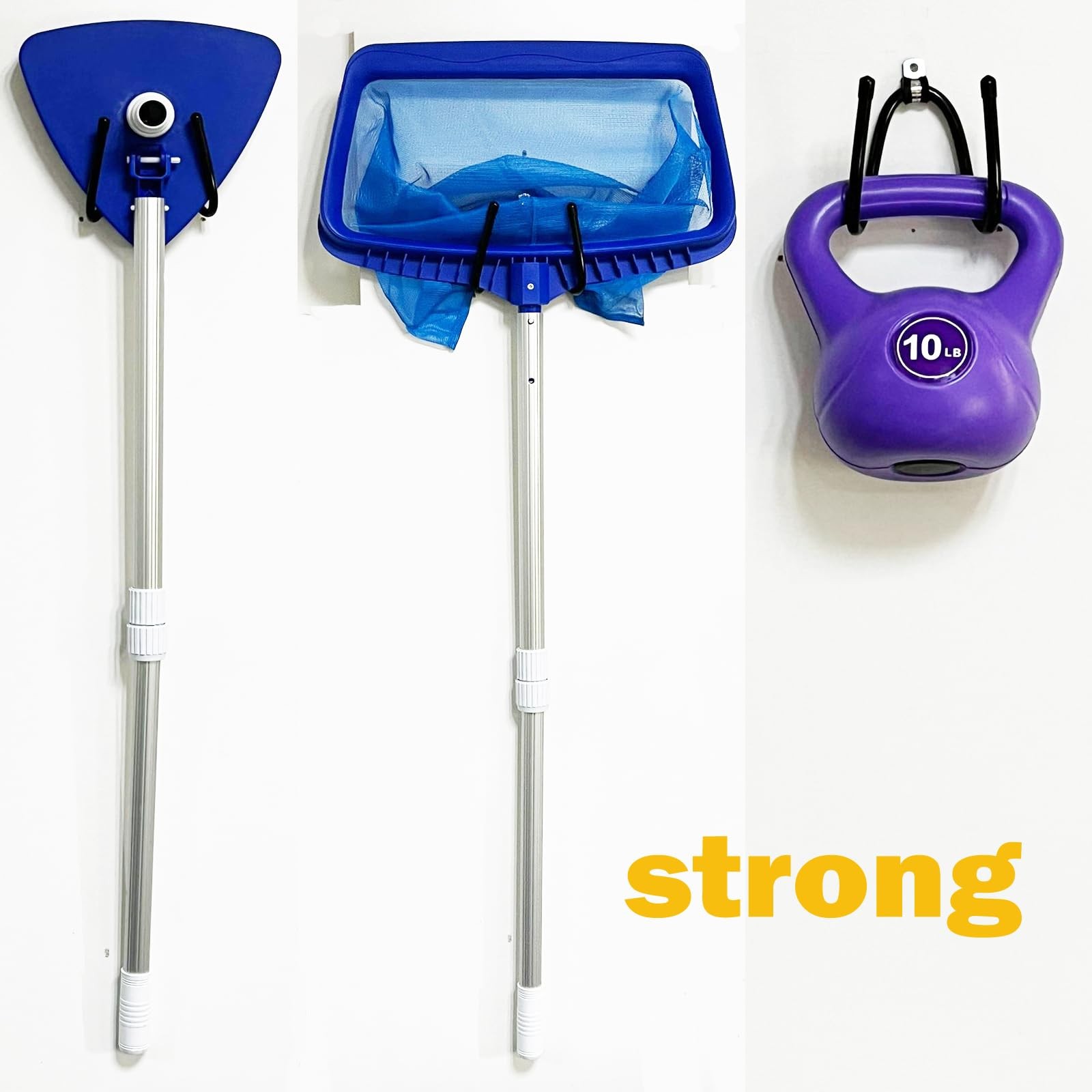 2 Pack Pool Pole Hanger/Hook Cleaning Tool Holder and Organizer for Poles