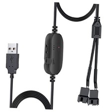 8W DC 12V PC Cooling Fan Speed Control,USB to Dual 3-Pin 4-Pin Fan Power