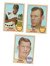 (LOT OF 3) 1968 TOPPS MLB TOMMY McCRAW #413, BOB PRIDDY #391, LUMAN HARRIS #439