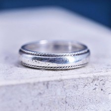 Size 7, vintage Sterling silver handmade ring, 925 wedding band