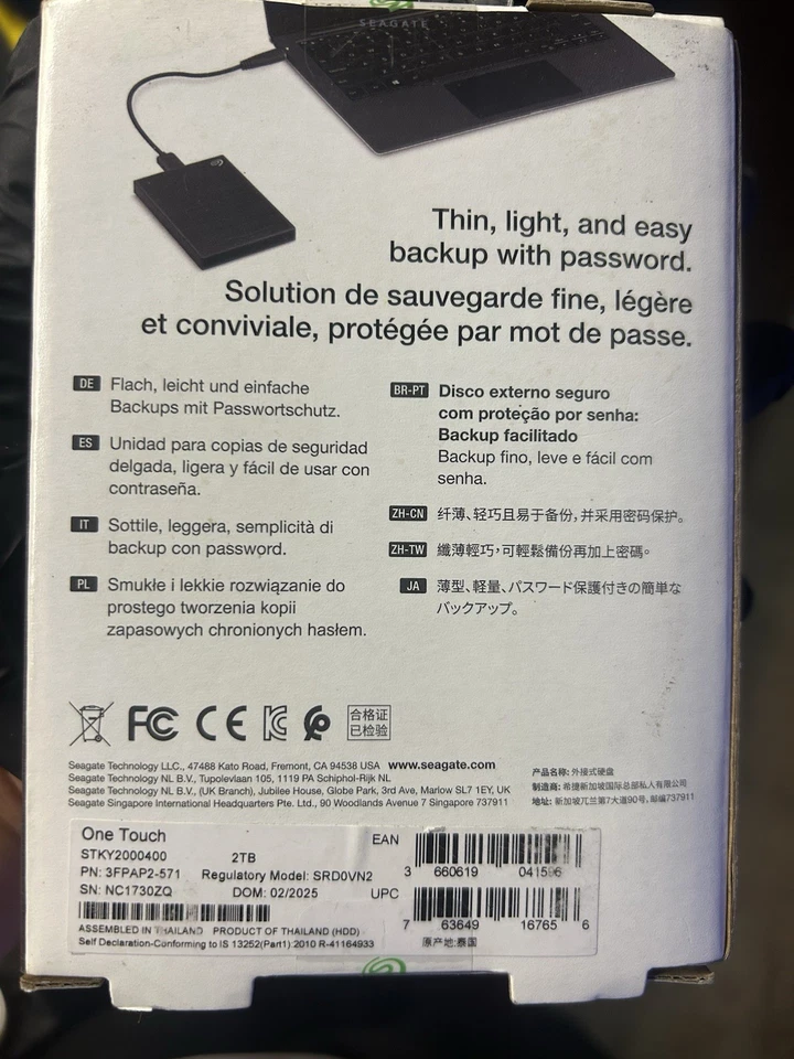 Seagate One Touch 2TB HDD External Drive with Password Protection - Image 2 of 2
