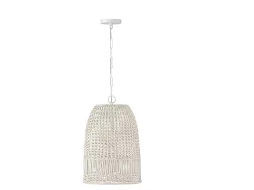 Capital Lighting Naomi 1-Light Chalk White Hand-Woven Painted Rattan Basket - Picture 1 of 5