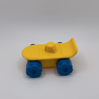 Fisher Price Little People Yellow Skateboard Skate Board Wheels Roll Vintage