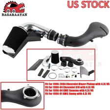 BLACK For 1996-04 S-10/Blazer/Jimmy/Sonoma 4.3L V6 Cold Air Intake + Heat Shield