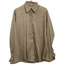 Royal Highness Equestrian Show Shirt XXL Khaki Tan Rhinestones Western Cowgirl
