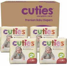 Cuties complete care baby diapers size 3: 16-28lbs case of 144