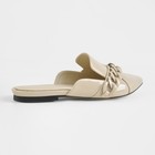 Women's Beige Patent Chain Link Pointed Toe Backless Mule Flats US12 — photo 2