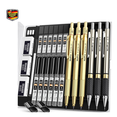 Nicpro Druckbleistifte 6 Stück Metall Etui 0,5 0,7