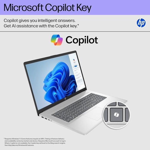 HP 17-CN5075CL 17.3"Touch Laptop, Intel Core Ultra 7 255U 32GB RAM 1TSSD - Picture 4 of 6