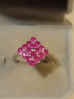 EARTH MINED GEM TESTED HEATED 16 PINKISH RED RUBIES 925 SILVER RING SIZE 6.5 — photo 1