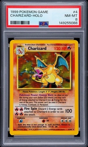 1999 Pokémon Base Set #4 CHARIZARD HOLO PSA 8 New Cert Near Mint - Mint