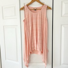 H by Halston Peach Sleeveless Handkerchief Hem Tunic Tank Top Size XS EUC