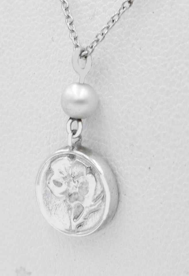 TIFANNY& Co Silver RARE Nature Rose Pearl Pendant Necklace! - Image 3 of 4