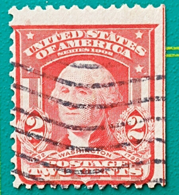 US stamp 1903,Sc A129 Washington,#319,Type I, 2c, Perf 12, Red