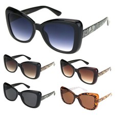 Womens 90s Paisley Arm Butterfly Thick Plastic Designer Sunglasses