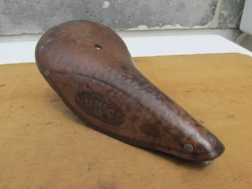 VINTAGE UNIC 42 ANTIQUE RACING LEATHER BICYCLE SADDLE BIKE SADDLE - Picture 1 of 9