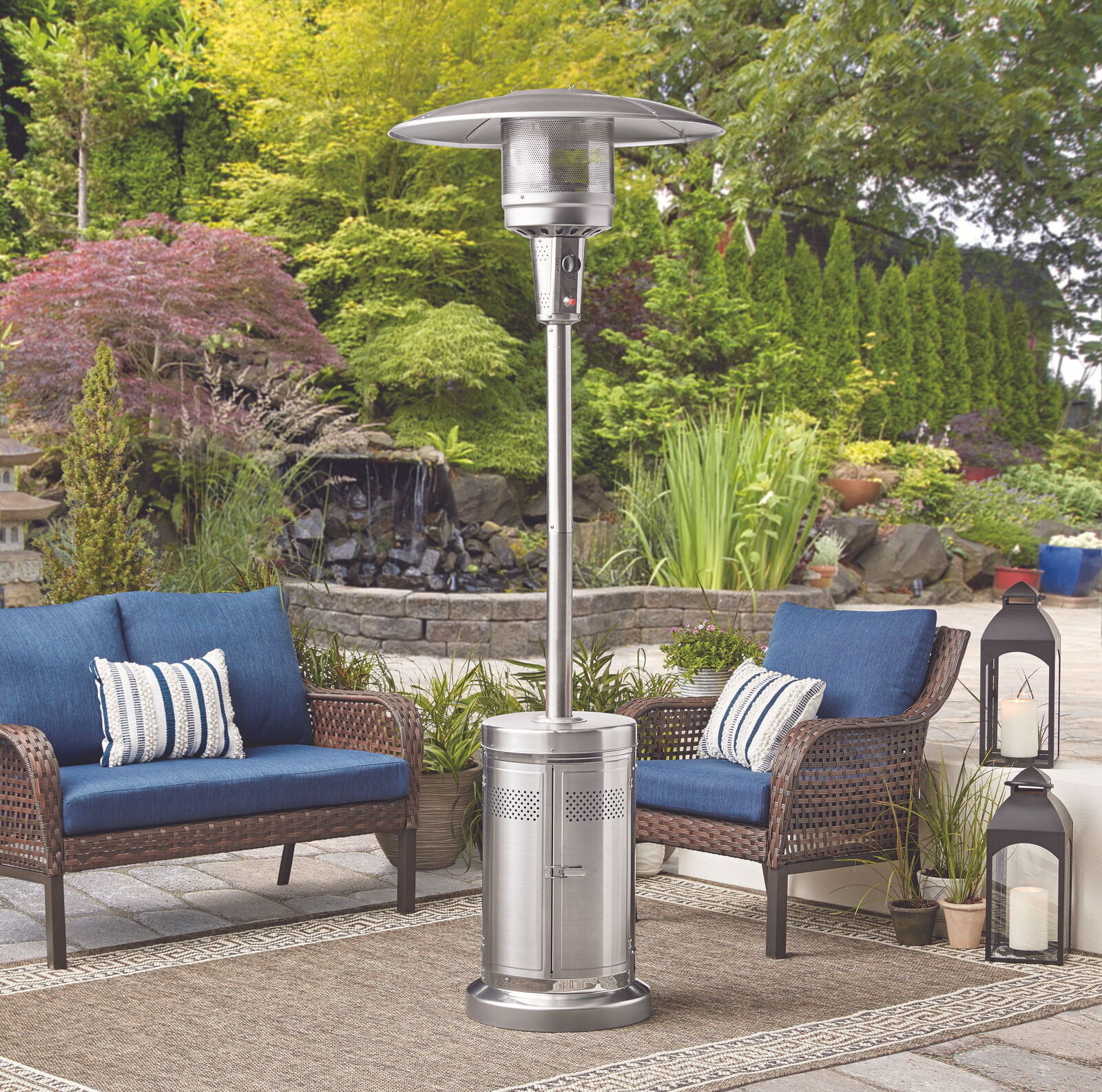 OUTDOORS 48,000BTU Steel Patio Heater Propane Gas Outdoor Heater Standing  Wheels | eBay