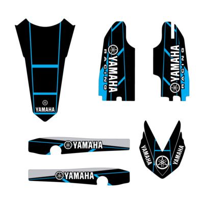 Yamaha YZ125 YZ250 UFO Restyle retro graphics trim kit cyan/black FREE SHIPPING!
