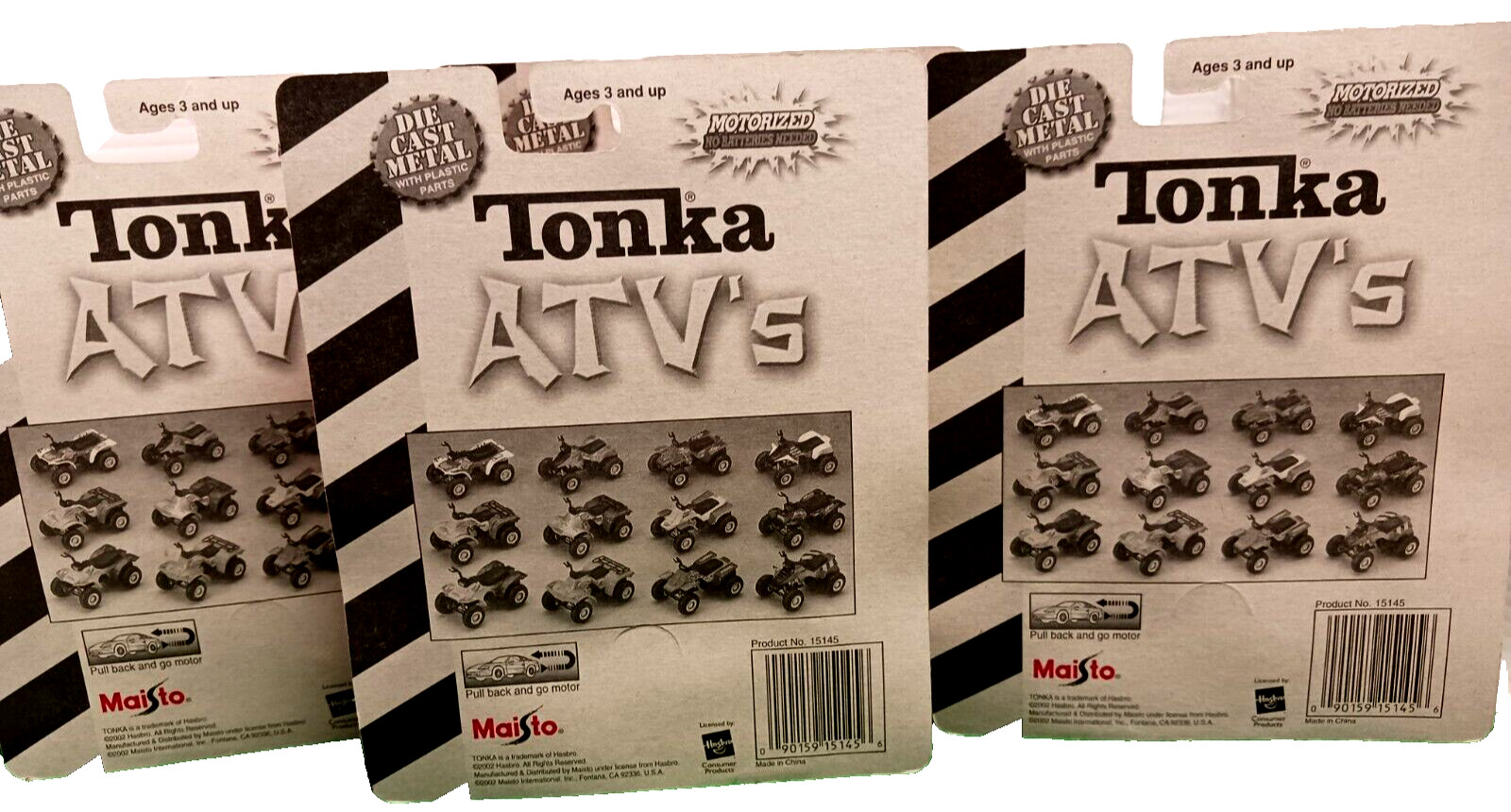 Vintage 2002 TONKA Motorized Pull Back ATV’s Lot Of 4 TONKA Tuff 1:43-Offroad