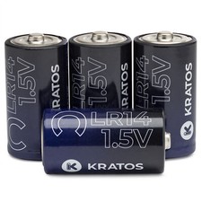 Kratos Power High-Performance Ultra Alkaline C Cell Batteries 4-Pack
