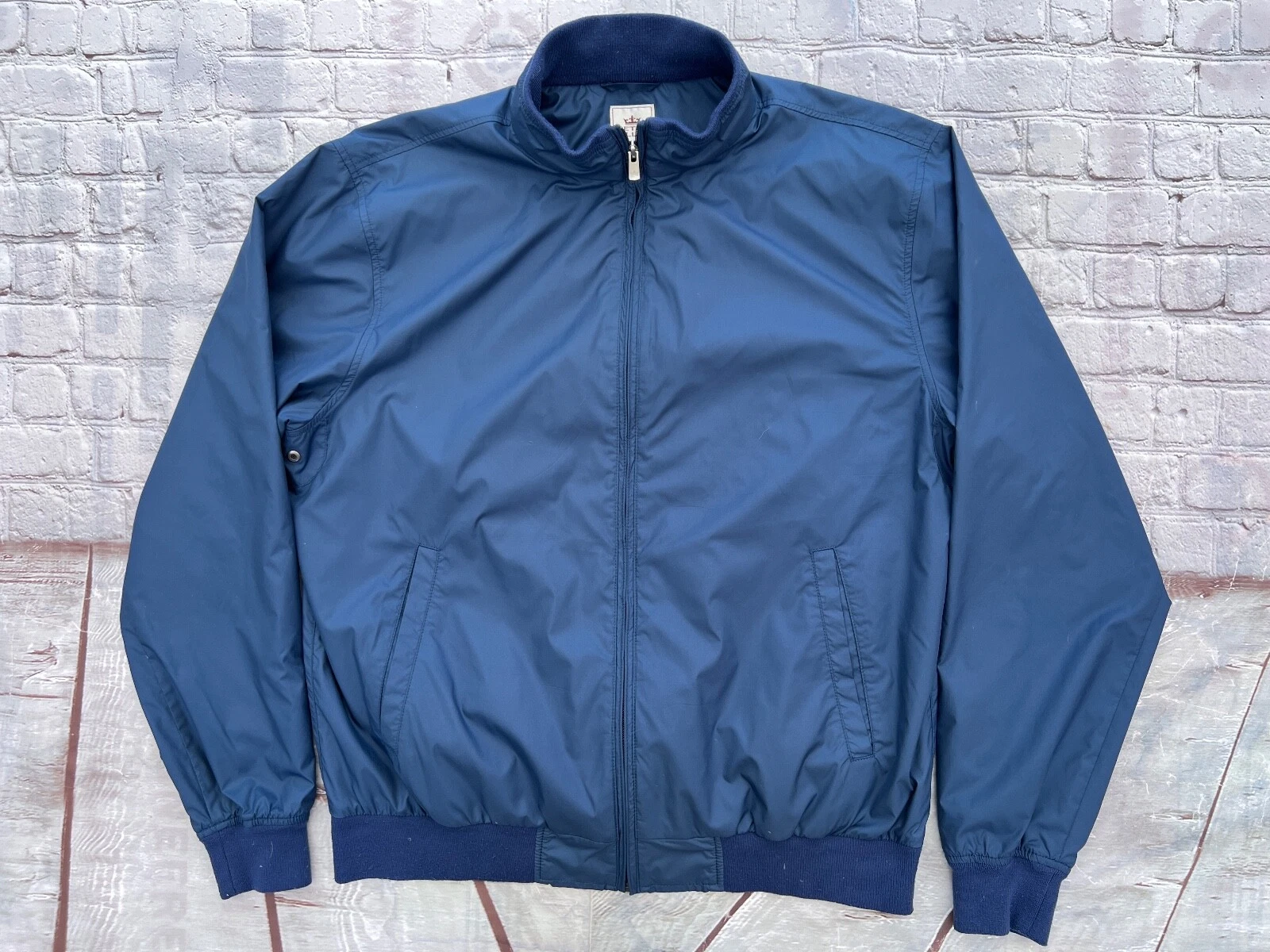 Mens PETER MILLAR Blue Packable Lightweight Windbreaker Golf Jacket Large