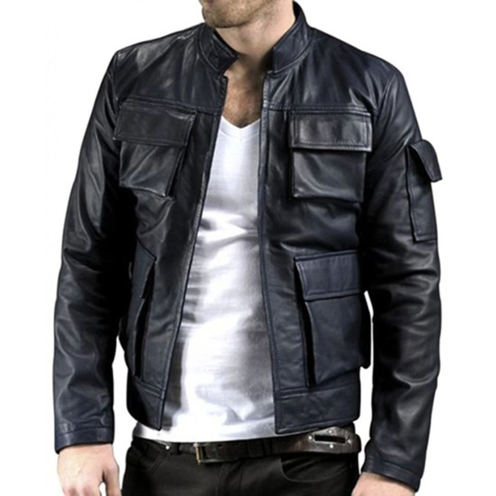 Han Solo Star Wars Story Harrison Ford Cosplay Motorcycle Biker Leather Jacket
