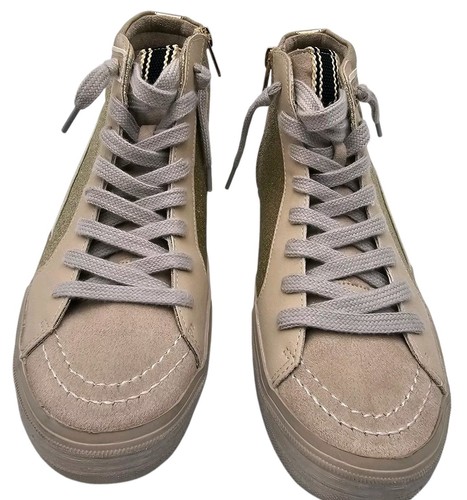 Shu Shop Womens Size 7 1/2 Roxanne Glitter High Top Sneakers Champagne Beige Zip - Picture 7 of 11