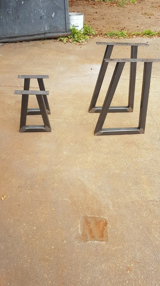 2 TRAPEZIUM BUDGET RETRO INDUSTRIAL STEEL METAL TABLE BENCH LEGS DESK BAR - Image 4 of 4