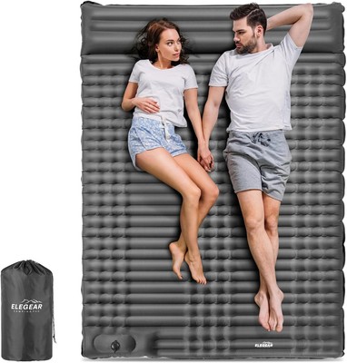 Elegear Double Sleeping Pad for Camping, 4'' Ultra-Thick Self Full, Grey 
