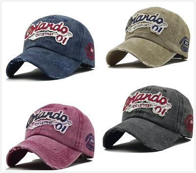 Gewaschene Orlando Baseball Cap bestickt Distressed Racing Baumwolle Motorrad