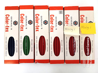 General's Color-tex Thin Lead Colored Pencils 4 Carmine, 1 Green & 1 Blue Lot