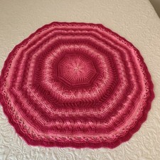 Afghan Throw Blanket Handmade Mandala Lap Crochet 3.5 Ft Octagon HOT PINK NEW