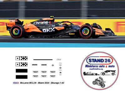 475 Decals VELO McLaren MCL38 Miami GP 2024 for B Burago 1:43 | eBay