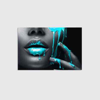 Lips Face Turqouise Wandbild XXL Canvas Leinwand Poster Acrylglas Wohnzimmer 
