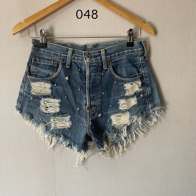 Vintage Levi 702 big E Denim Shorts Cut Off custom women's 28
