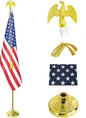 Telescoping Indoor Flag Pole Kit with American Flag and Eagle Topper