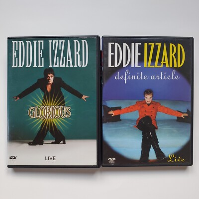 Lot 2 Eddie Izzard DVD Glorious & Definite Article with Inserts LIVE Comedy! 
