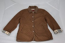 Burberry Brown Diamond Quilted Popper Nova Check Jacket Coat Womens It44 Uk12