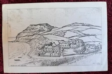 Vintage 1970s Golden Cap and Seatown Anchor Inn Postcard County Cricket Postage