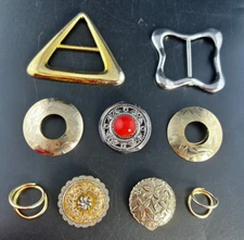 Lot of 9 Vintage SCARF CLIPS Gold & Silver Tone - Mixed Styles/Brands w. vtg ads