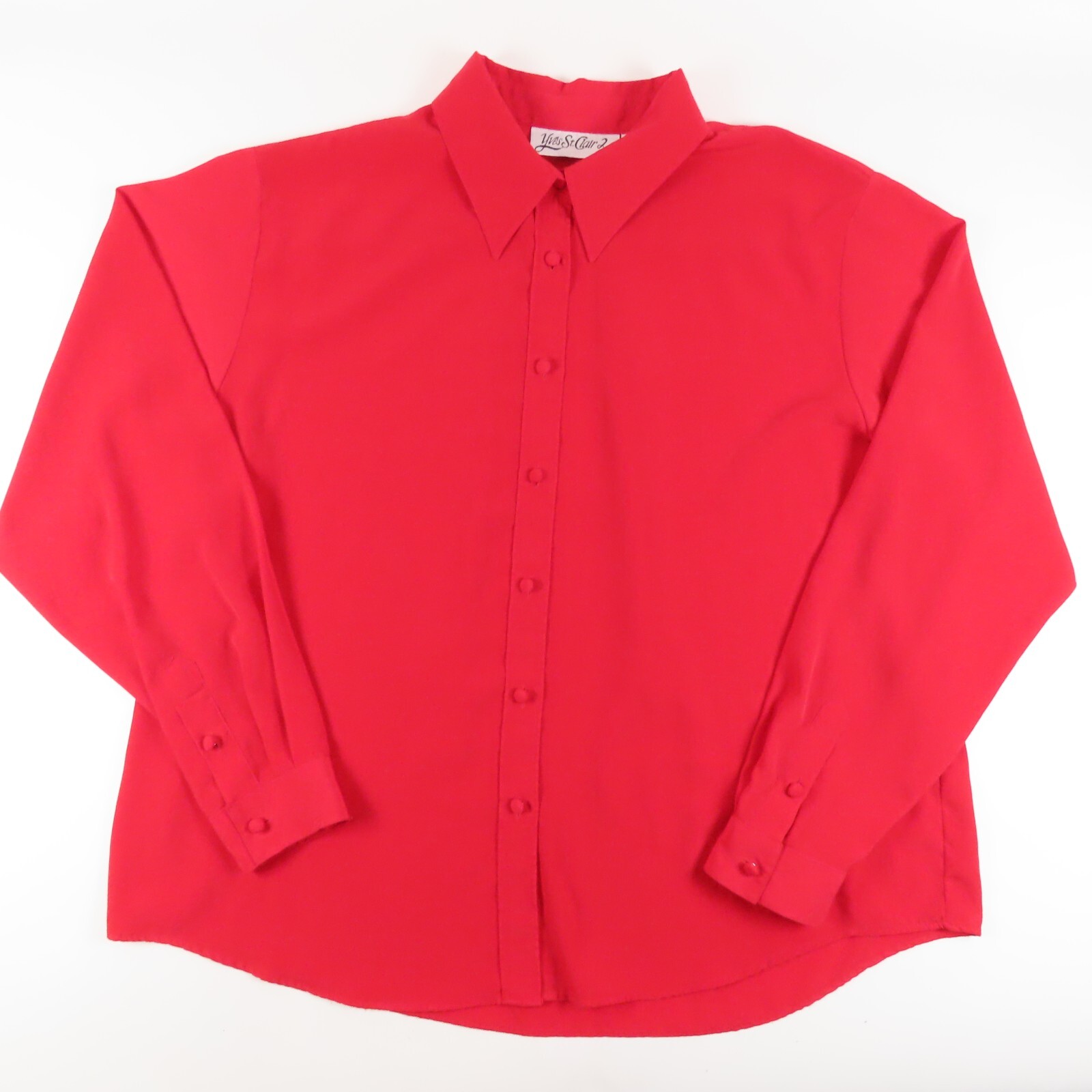 SAINT LAURENT Camicetta donna Yves St Clair 2 taglie forti 20W manica lunga bottoni davanti rossa