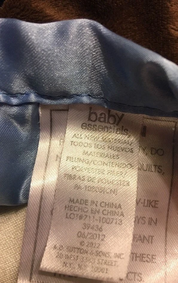 Manta de seguridad Lil Monkey Baby Essentials marrón azul satinado sonajero Lovey Foto 3 de 4