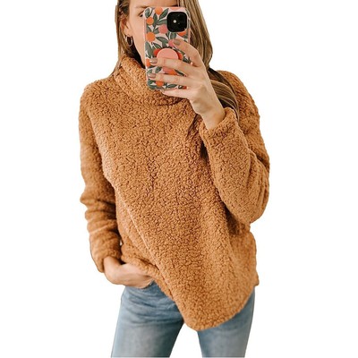 Fleece-Sweatshirt Kapuzenpullover Warme Jacke Rollkragen Damen /  