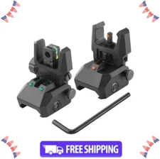 Front Rear Iron Sights Gun Rifle Firearm Weapon Shooting Polymer Fiber Flip Up