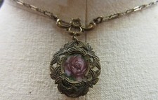 Delicate Rose Painted Necklace 16" Dainty Chain